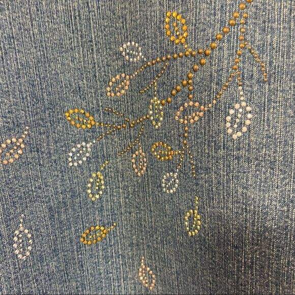 Sunburst by Morning Sun Embellished Blue Jean Jacket Size L - Picture 4 of 9